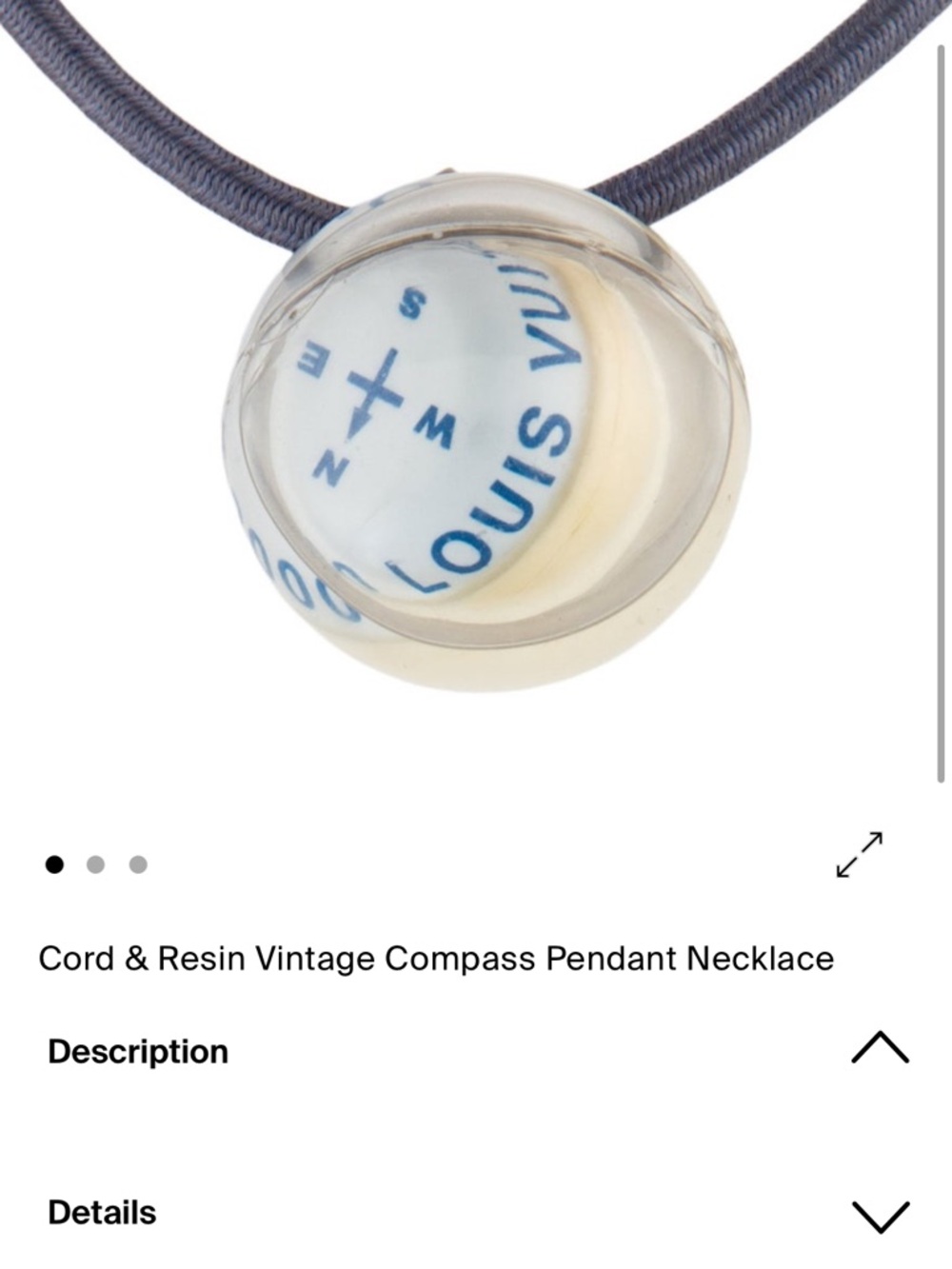 Louis Vuitton Clear Resin Compass Pendant Necklace in Blue and Cream - Picture 4 of 4